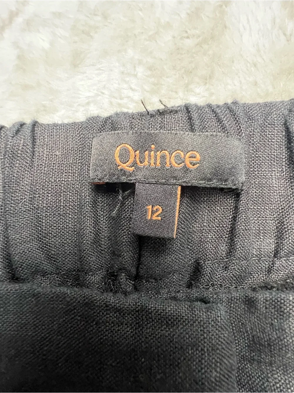 Quince 100% European Linen Wide Leg Pant Womens Size 12 Elastic Waist High Rise